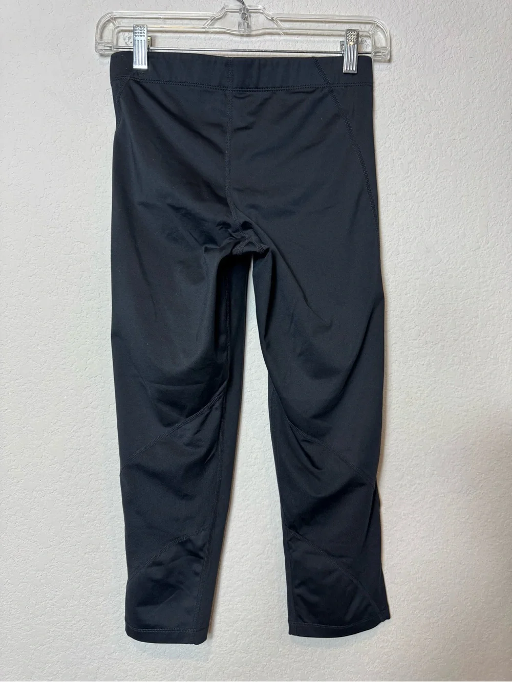 Nike Pro Dri-FIT Black Cropped Leggings White Swoosh Mesh Hem Gym Women’s M